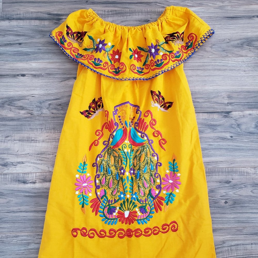 Mexican Embroidered Campesina Dress Off Shoulder